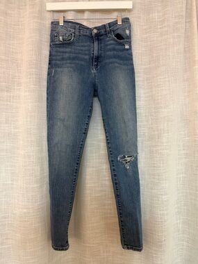 Joe's Jeans Medium Blue Skinny with Knee Rip